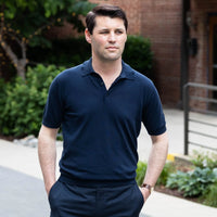 Italian Knit Polo in Sand OMJ Clothing