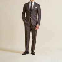 Suit - Ash Brown Natural Bi-Stretch s130 Wool Solaro Herringbone 5927 OMJ Clothing