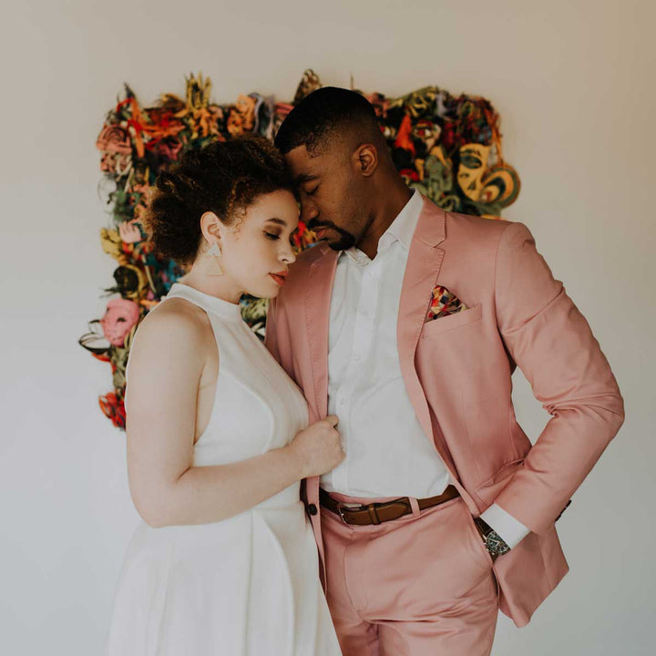 Modern Pink Groom's Suit for Industrial Chic Wedding in Charlotte, NC