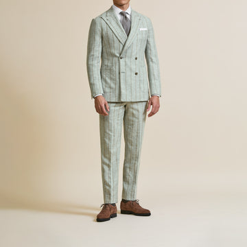 Suit - Stone Grey Alpaca Wool Blend with Cinnamon Stripe 5943