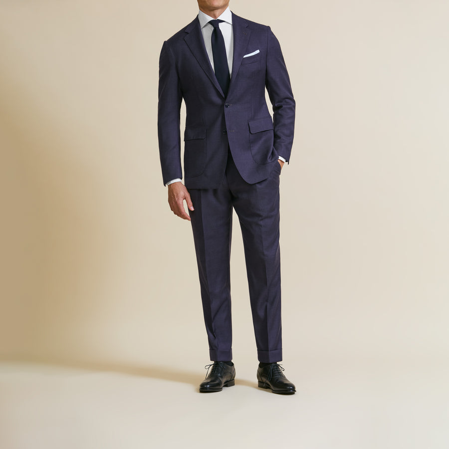 Suit - Loro Piana Aubergine Wool Glencheck 5948