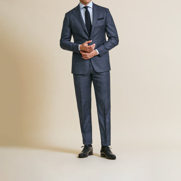 Suit - Loro Piana Slate Blue Wool Sharkskin with Check 5956