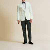 Sport Coat - White Stretch Cotton Velvet 9064