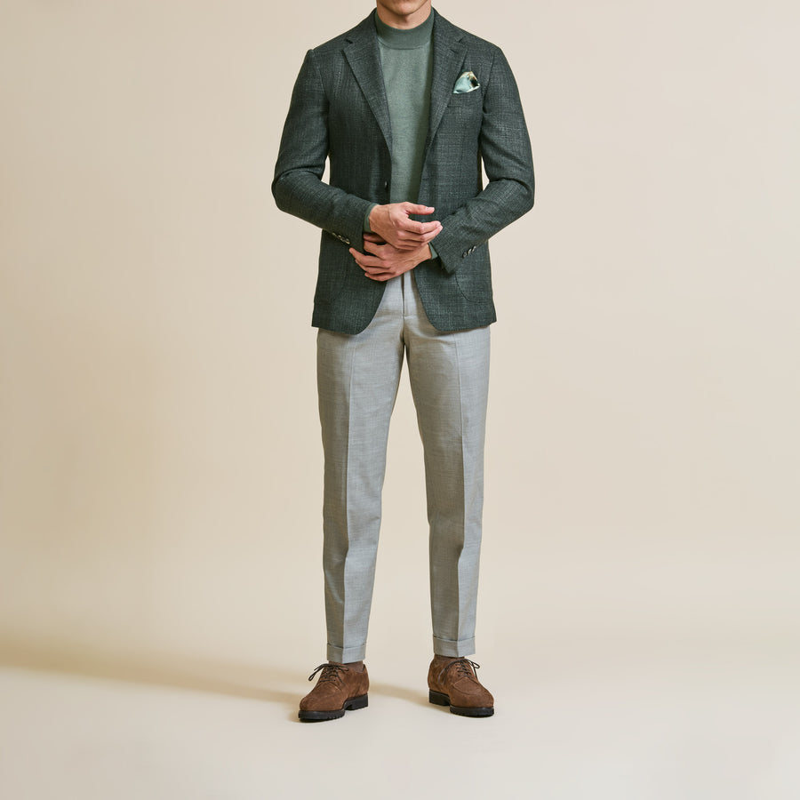 Sport Coat - Evergreen Wool-Silk Basketweave 9072