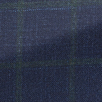 Sport Coat - Loro Piana Peacock Blue Wool-Silk Cashmere with Green Windowpane 9075