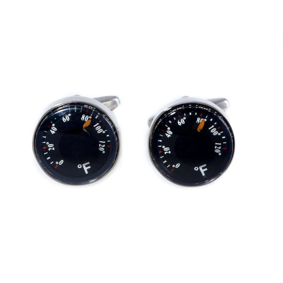 Rhodium Plated Functional Thermometer Cufflinks BeyBerk International