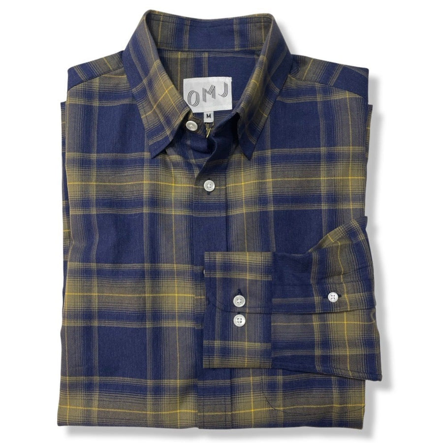 Blue and Gold Plaid Button Down